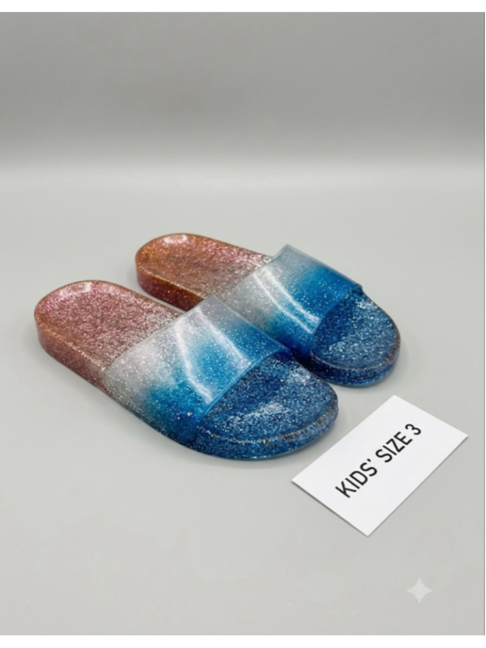 Girls Cat & Jack Ombre Glitter Slide Sandals Blue Red Size 3
